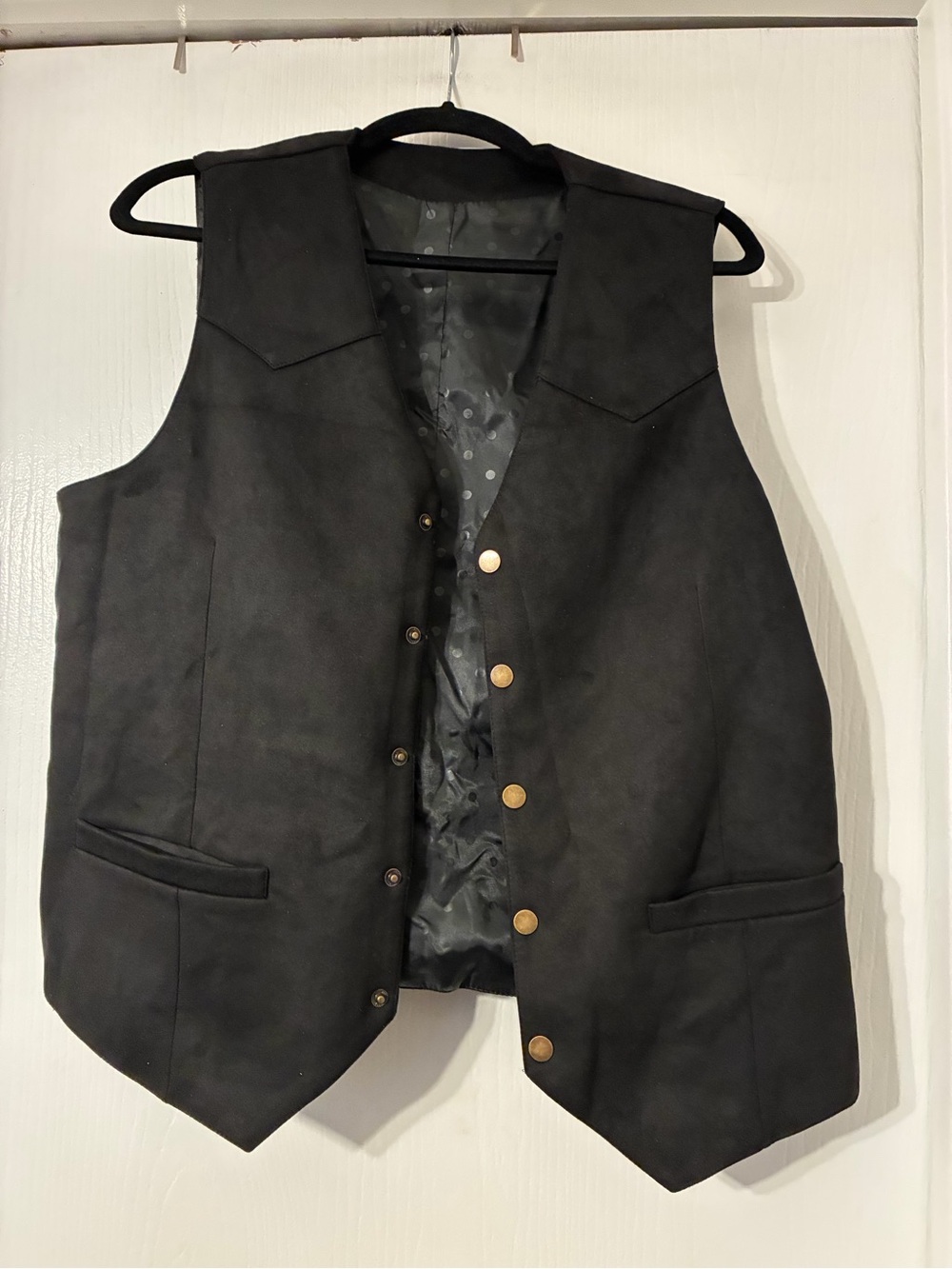 Black Faux Suede Button Vest Men’s Size M
